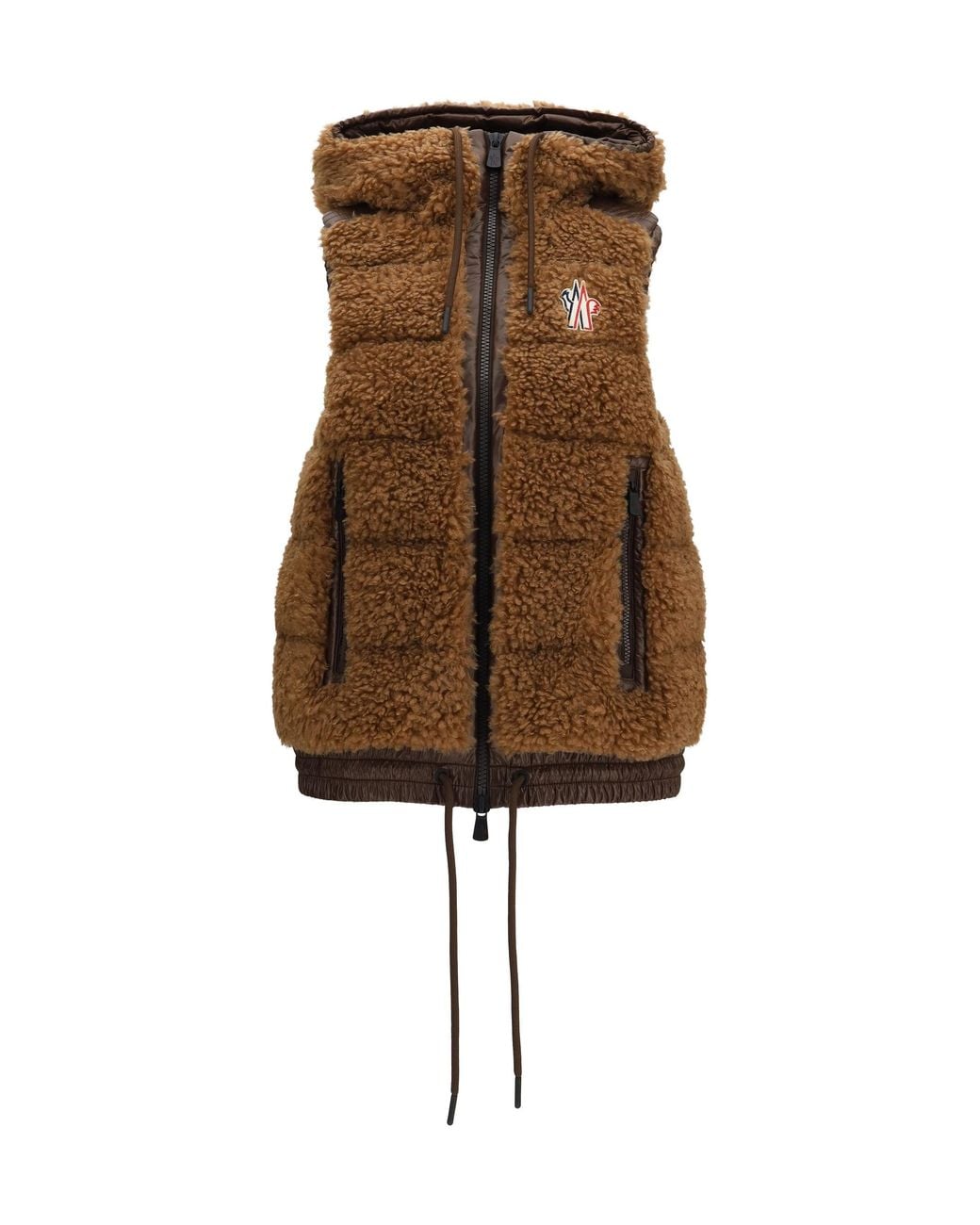 Moncler Brown Wool-Effect Padded Vest Tan