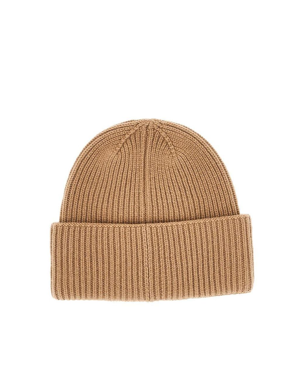 Max Mara Natural Beanie Hat With Embroidery