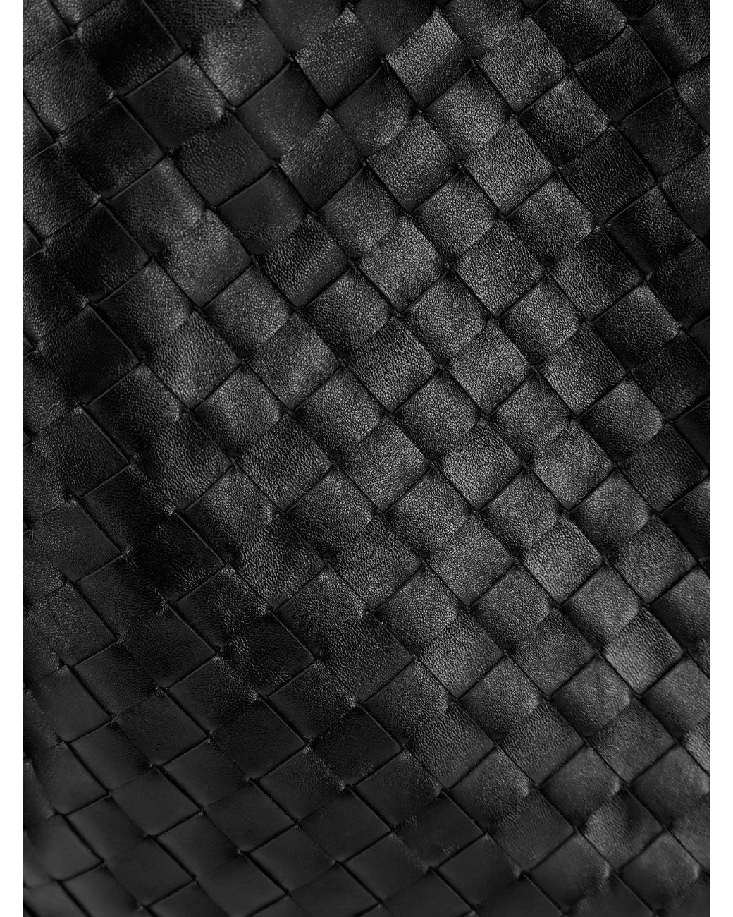 Bottega Veneta Black Hop Hobo Leather Shoulder Bag With Intreccio Pattern