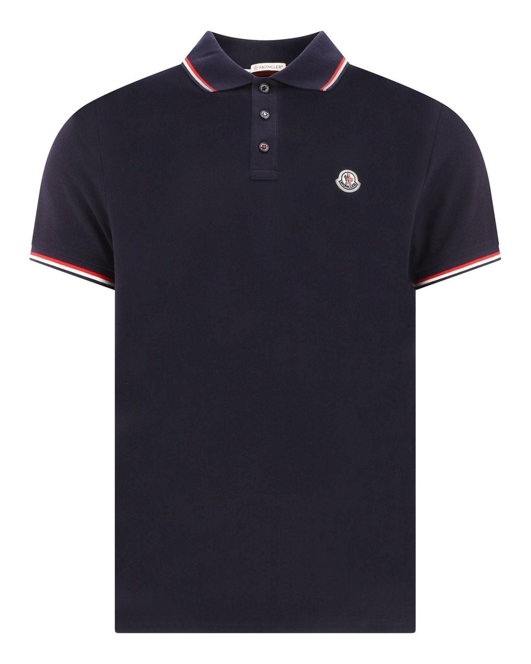 Moncler Blue Cotton Pique Polo Shirt for men