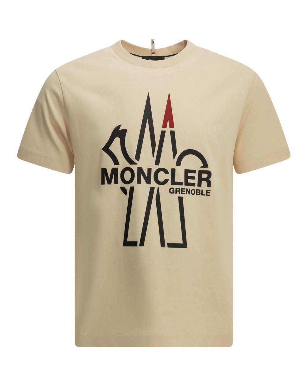 Moncler Natural Crewneck T-Shirt With Logo for men