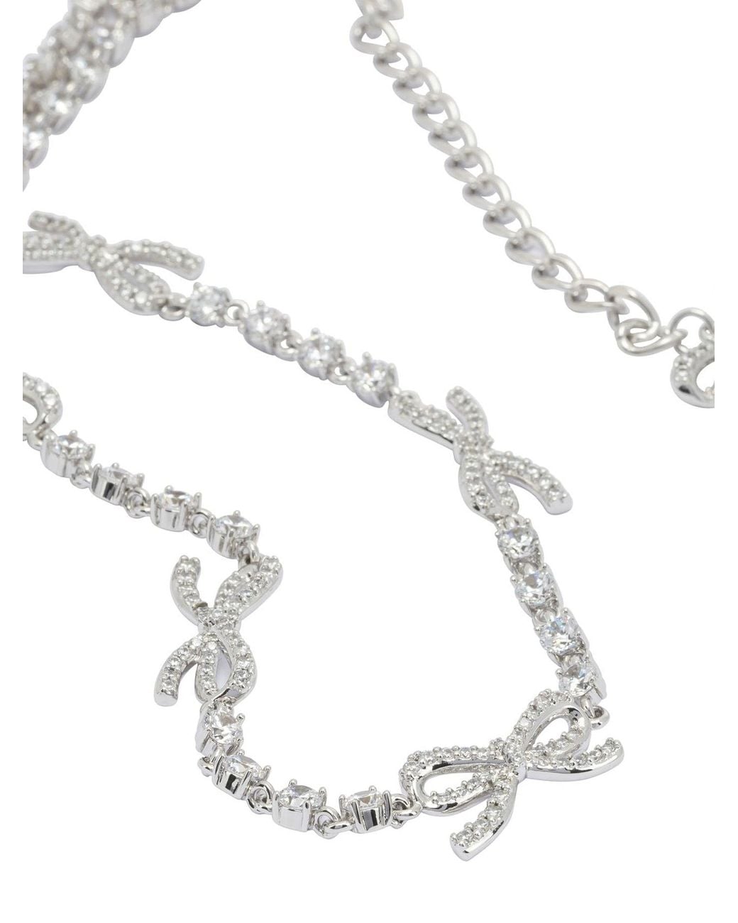Self-Portrait Natural Necklace With Bows And Crystals