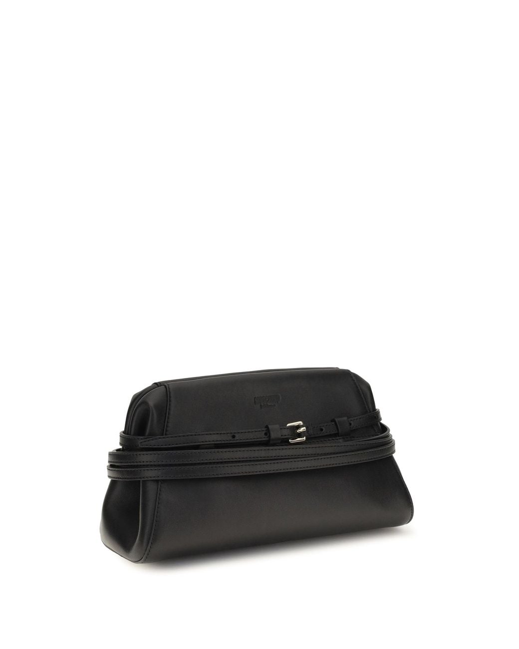 Moschino Black Belt-Detail Clutch