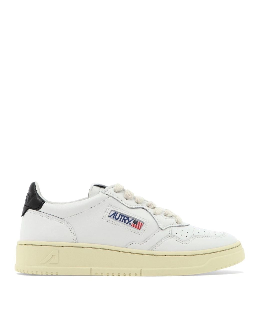 Autry White "Medalist Low Crystal" Sneakers