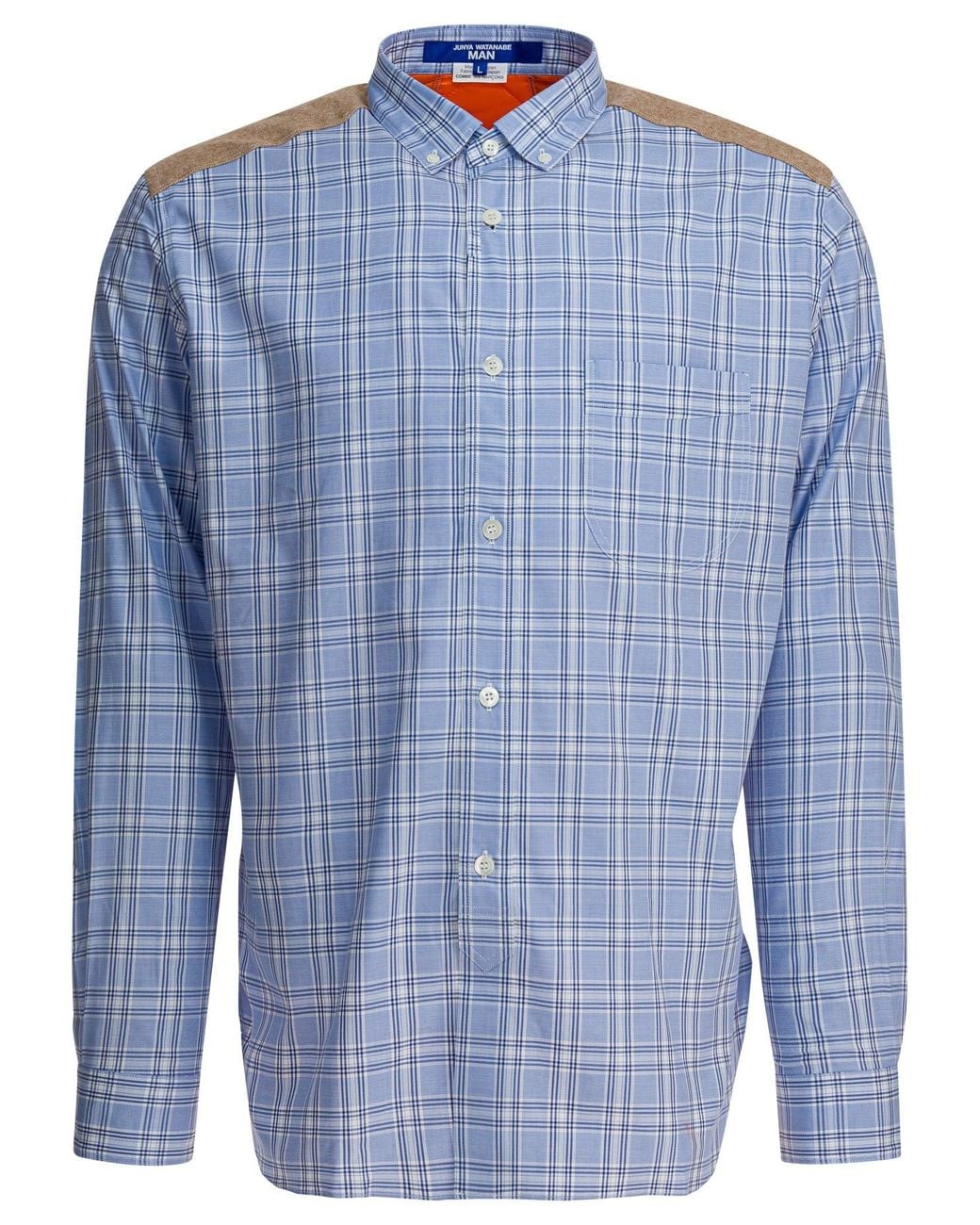 Junya Watanabe Blue Check Shirt With Quilted Inserts for men
