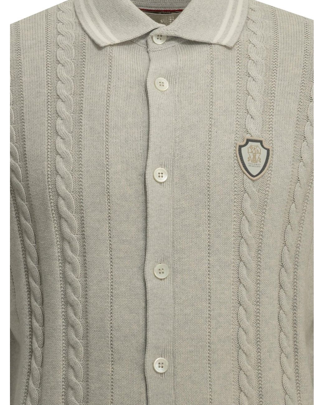Brunello Cucinelli Gray Cotton Cardigan for men