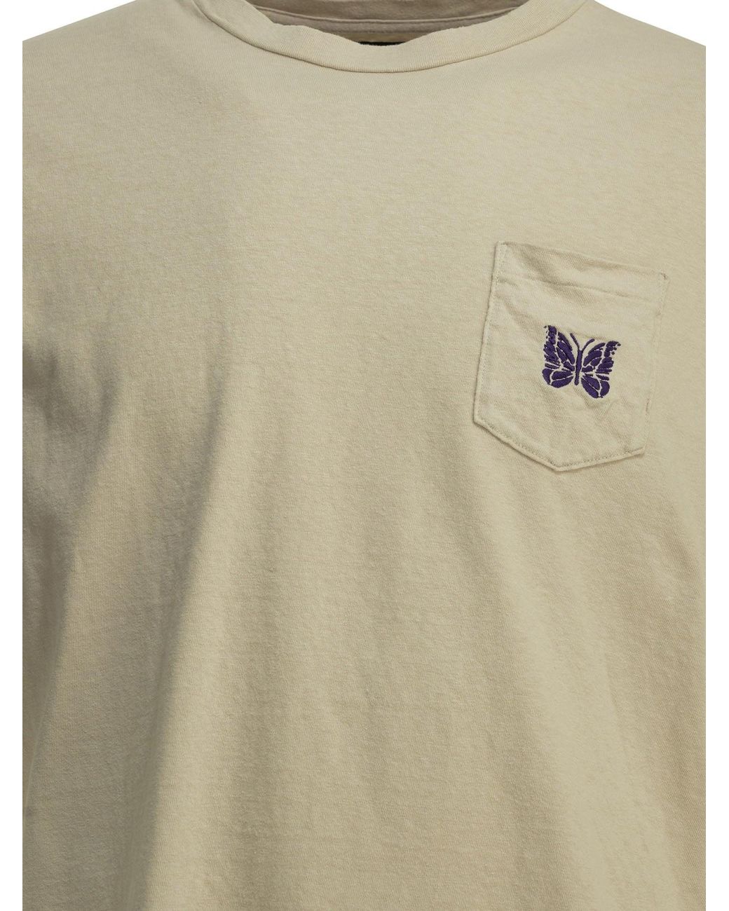 Needles White "Pocket Tee" Crew-Neck T-Shirt for men