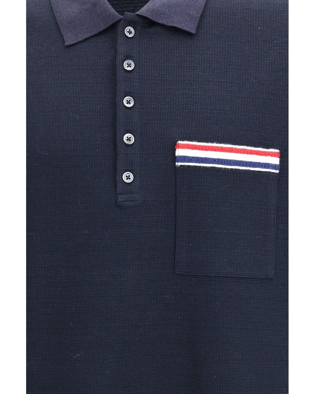 Thom Browne Blue Short-Sleeve Polo With Chest Pocket for men