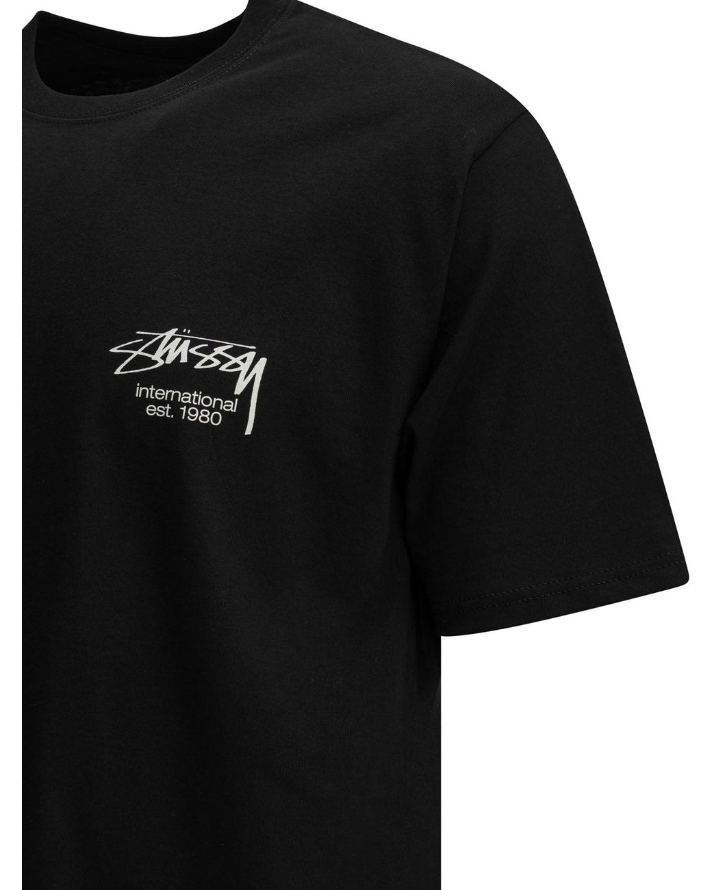 Stussy Black Cotton T-Shirt for men