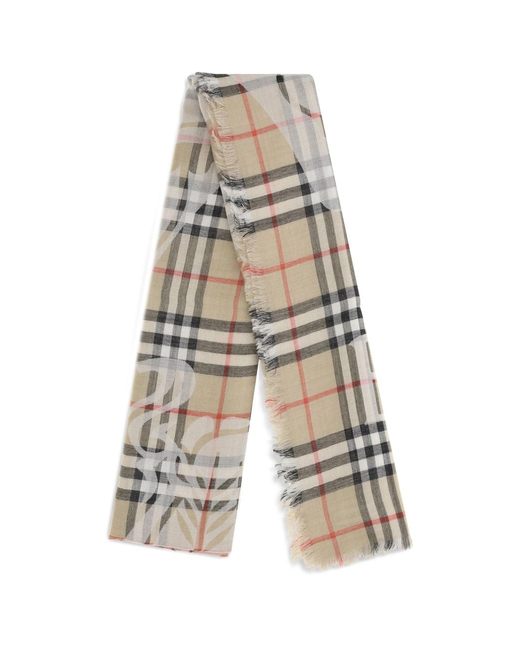 Burberry White Wide Wool And Silk Check Scarf With Ekd for men
