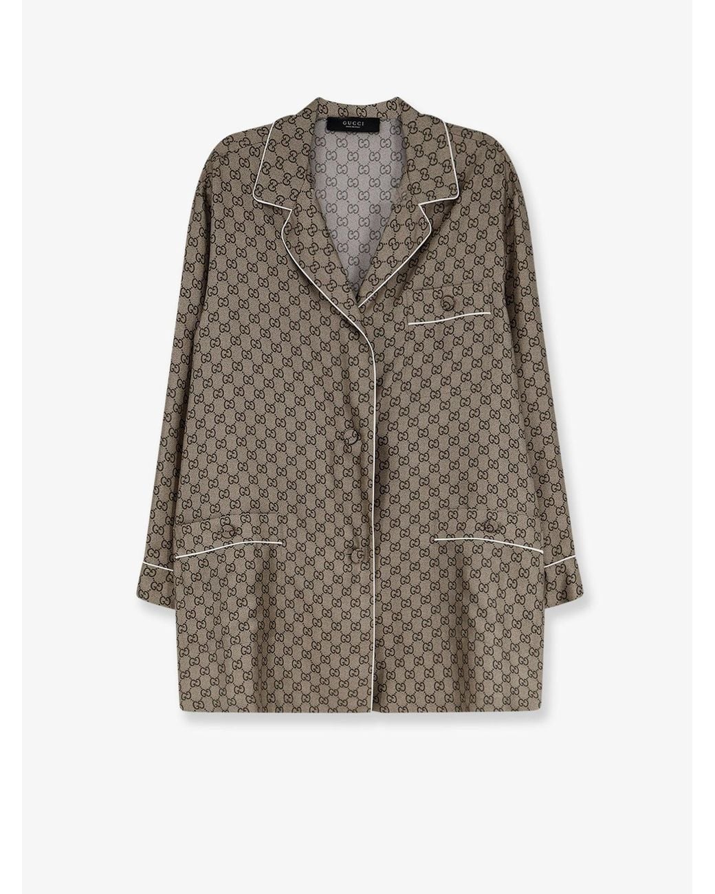 Gucci Gray Silk Shirt With Gg Print