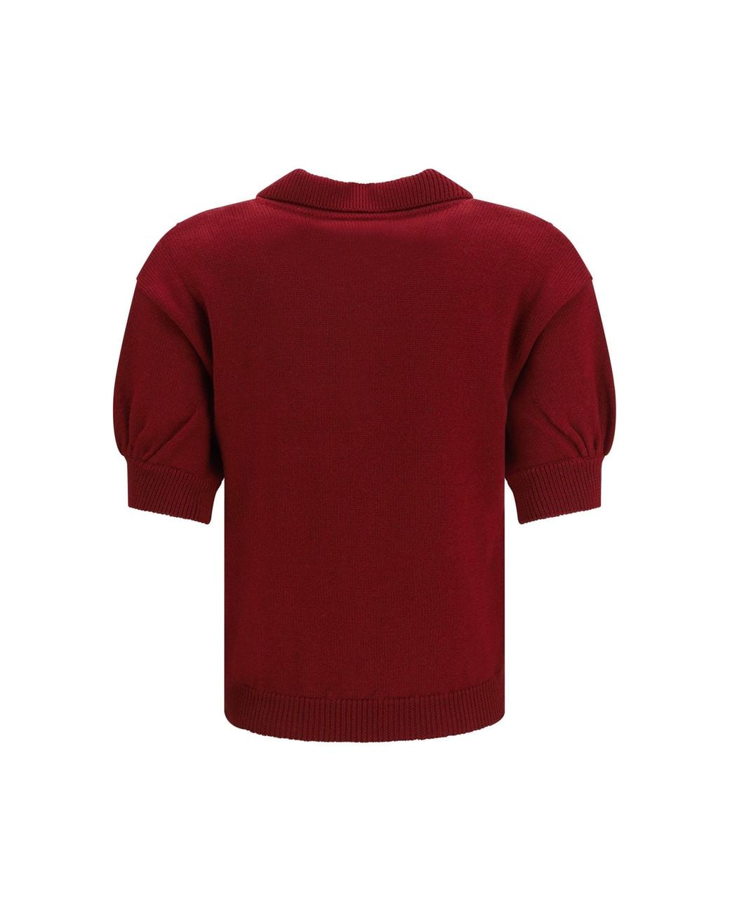 Alessandra Rich Red Merino Wool Polo Shirt Bordeaux