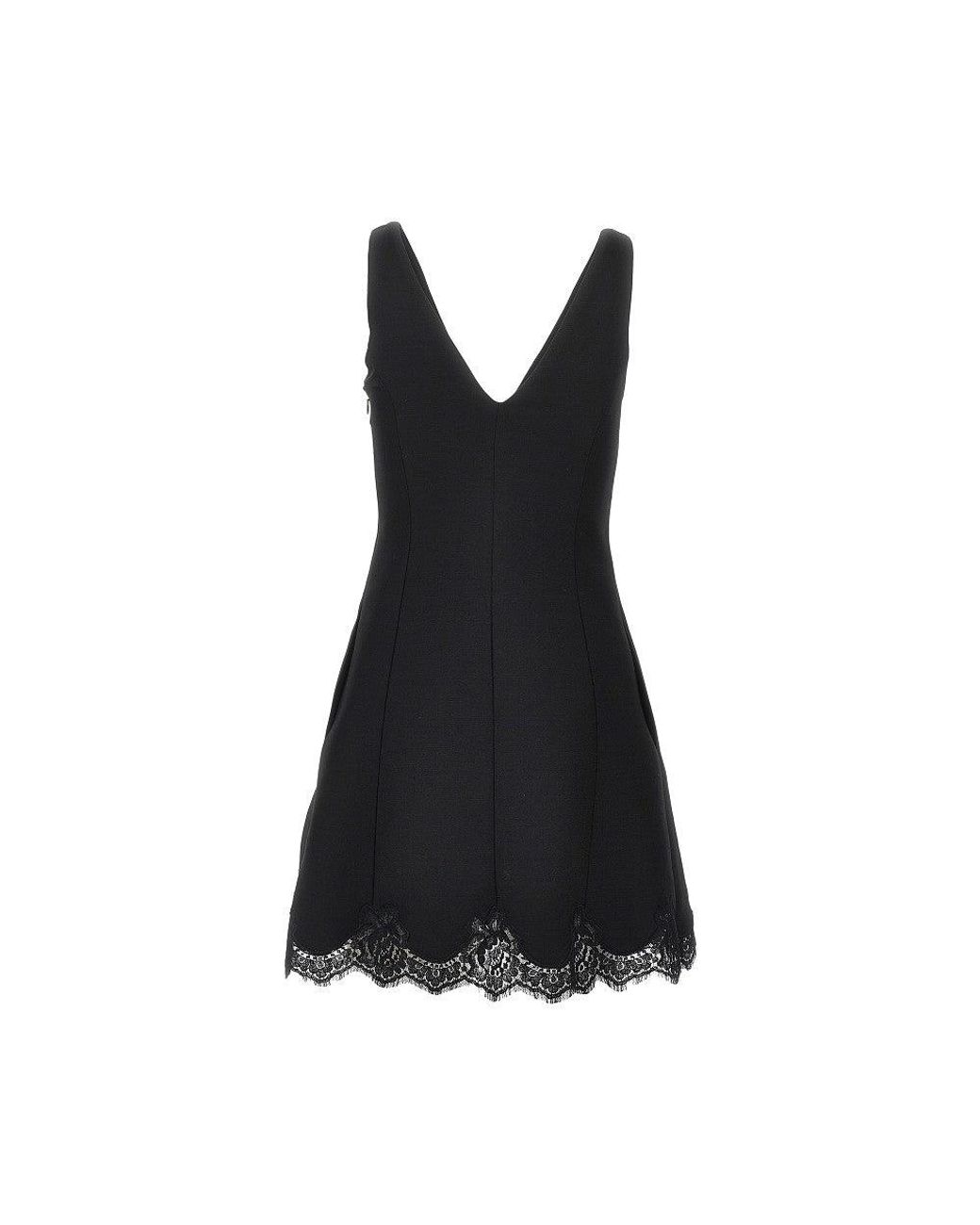 Valentino Black Crepe Couture Mini Dress With Lace