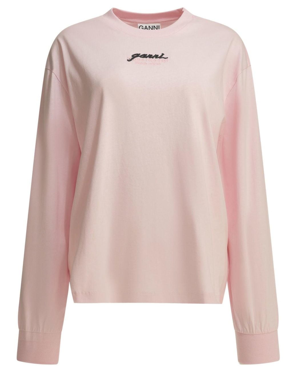 Ganni Pink Future Crew-Neck T-Shirt