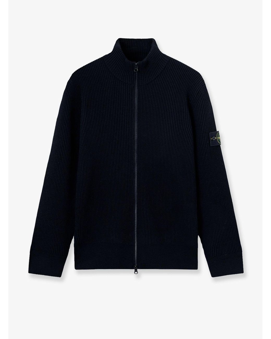 Stone Island Blue Virgin Wool Cardigan for men