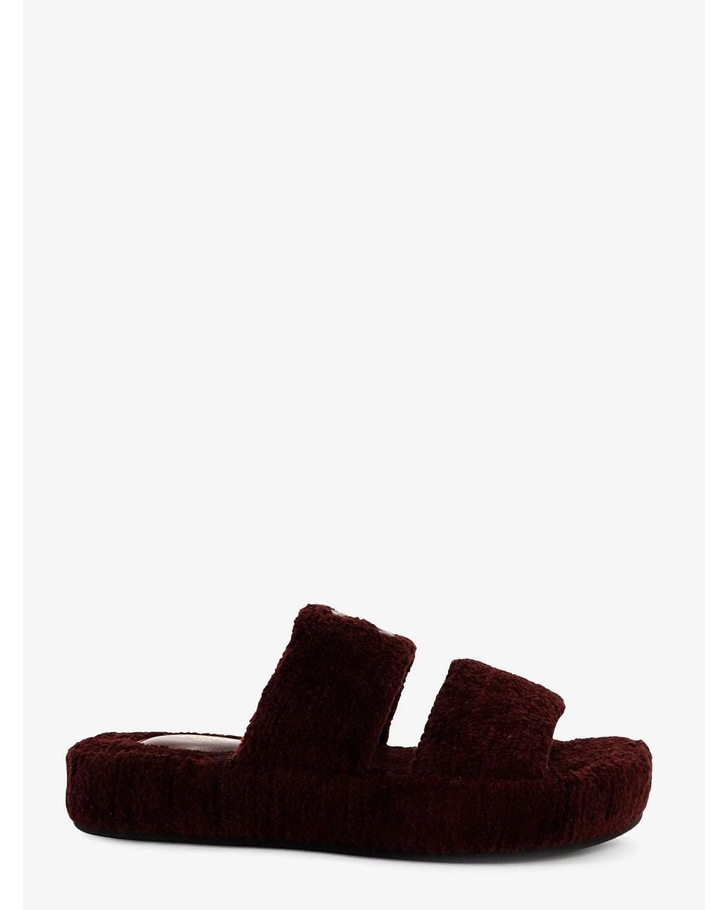 Céline Brown Triomphe Fur Shearling Slides