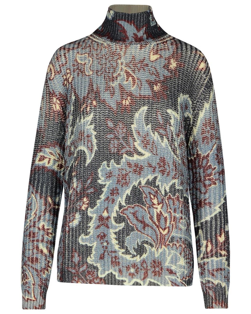 Etro Gray Multicolored Wool Turtleneck Sweater