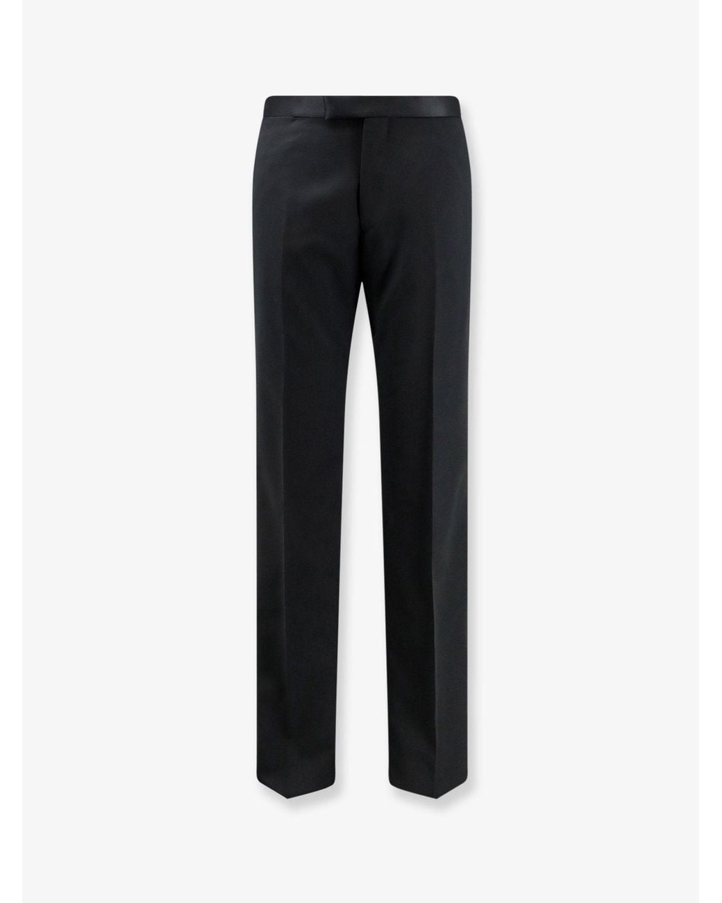 Tagliatore Black Tuxedo Virgin Wool Trousers for men