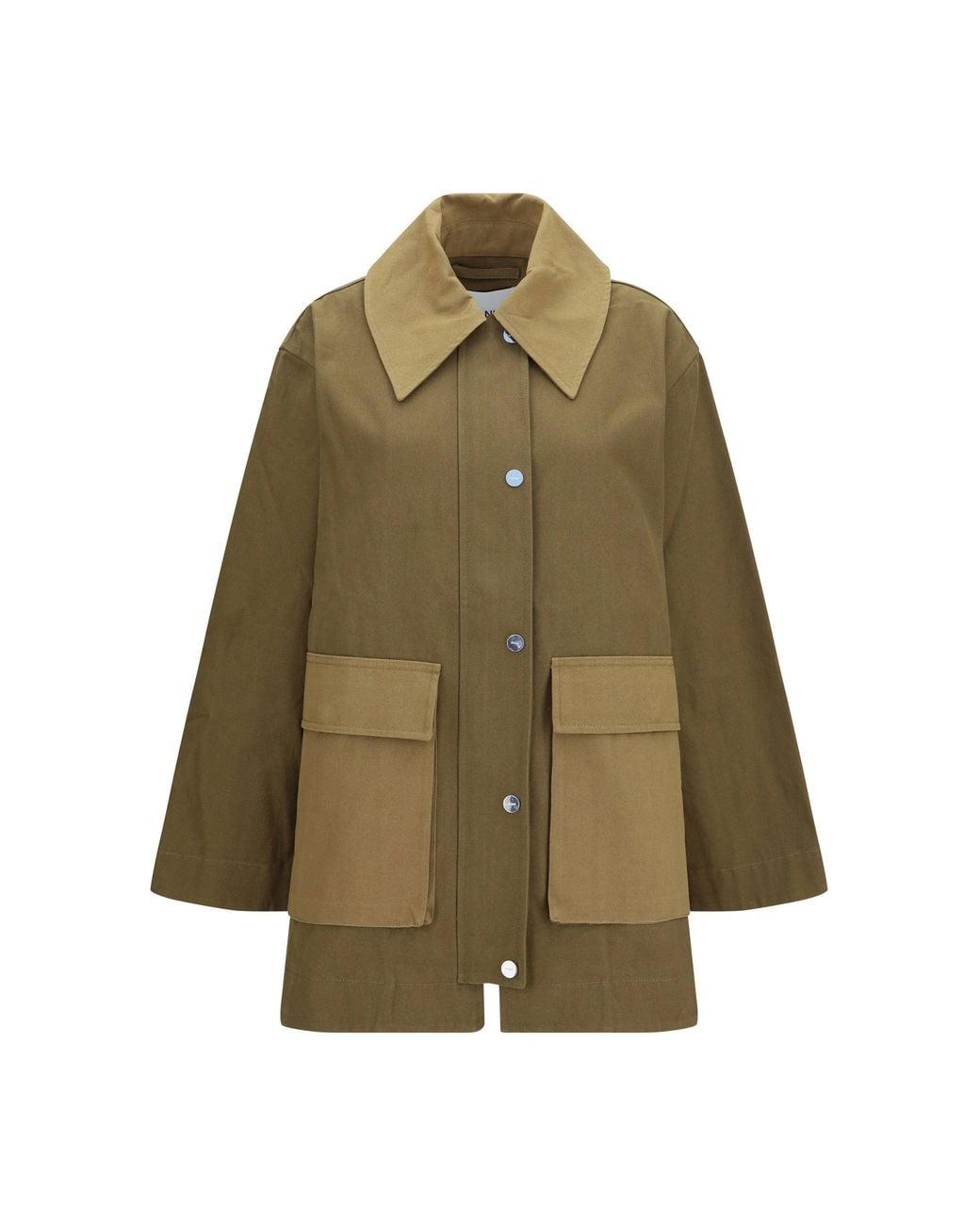 Ganni Green Oversized Cotton Jacket Military