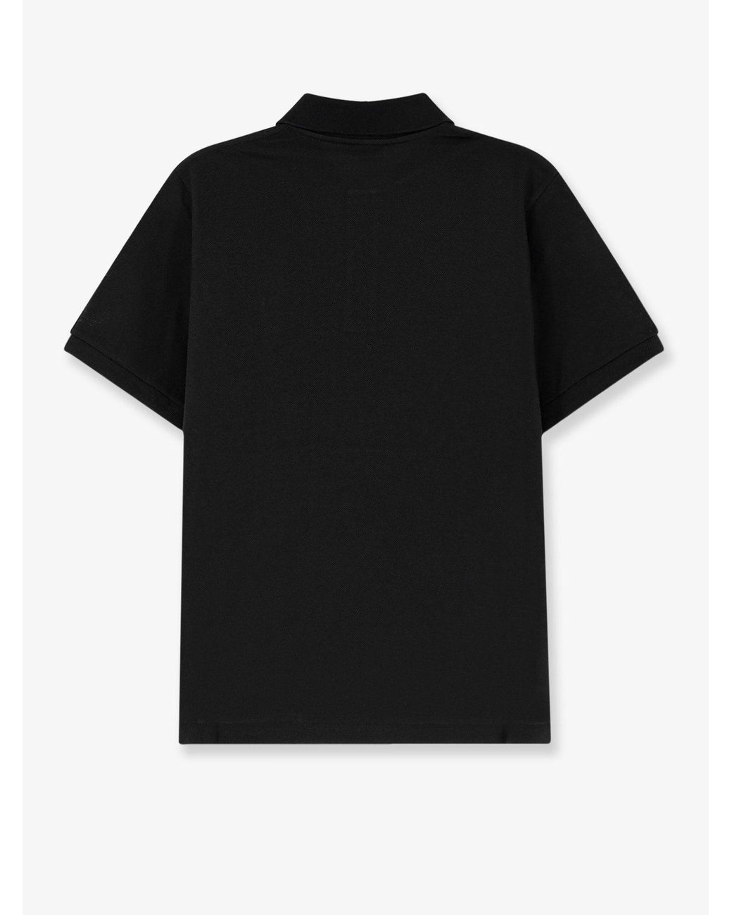 Saint Laurent Black Pique Cotton Polo Shirt With Cassandre Embroidery for men