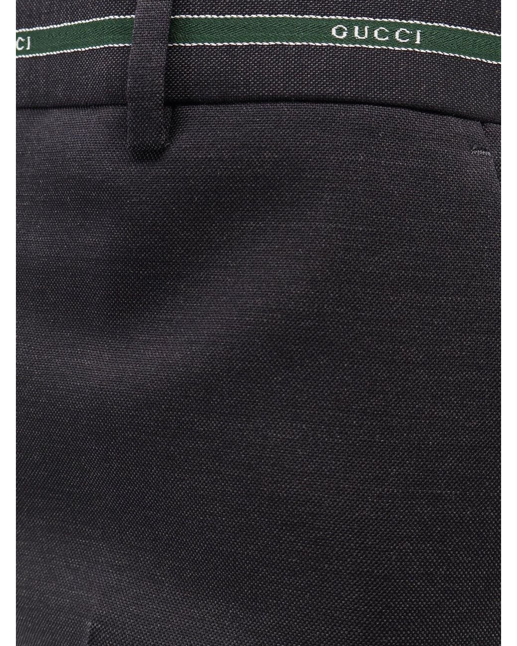 Gucci Blue Wool Trousers With Detail for men