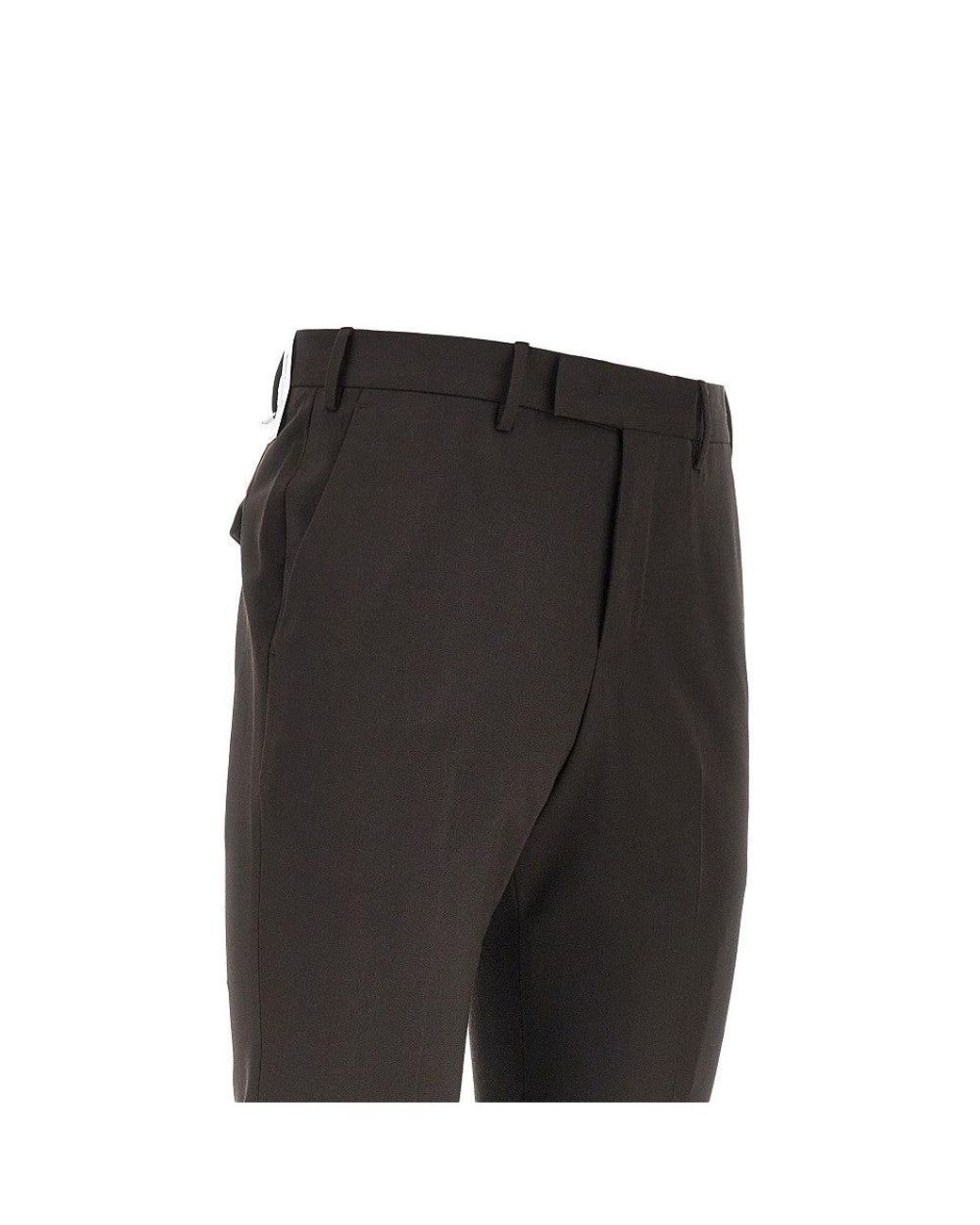 PT Torino Black Stretch Wool Master Fit Pants for men