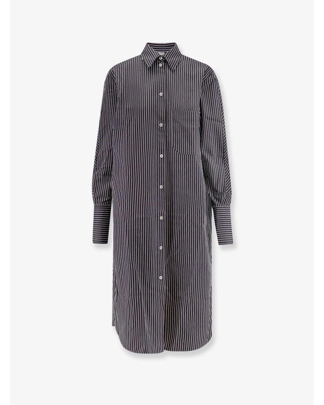Totême Gray Striped Kimono-Sleeve Shirtdress