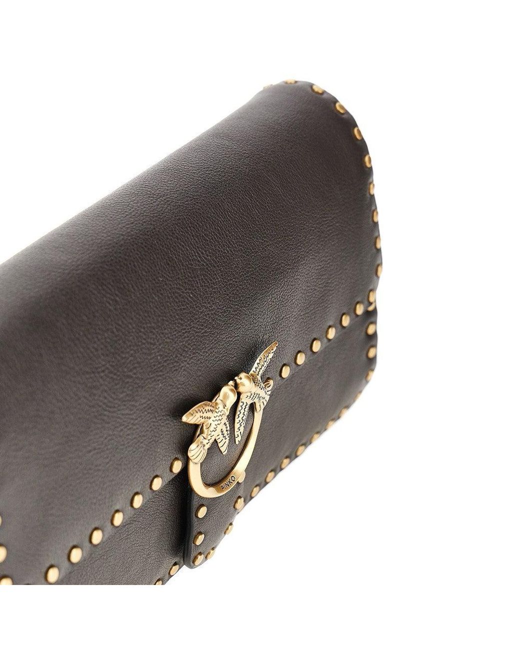 Pinko Black 'Love One Slouchy' Leather Bag With Studs