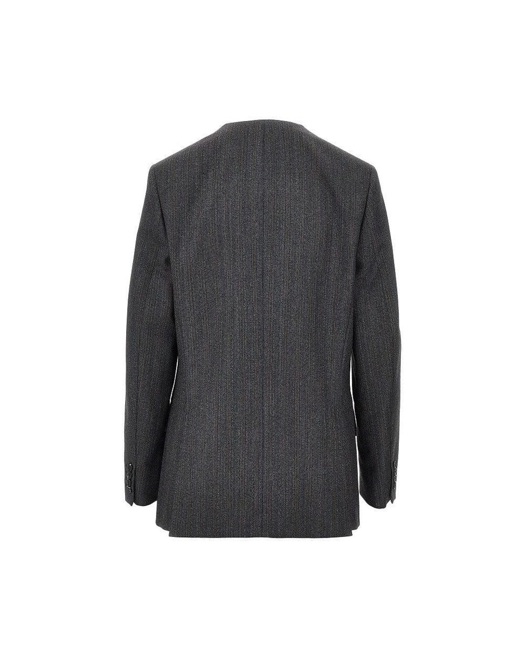 Jil Sander Black Pinstriped Wool Tailored Jacket