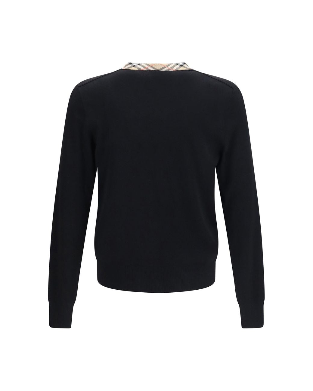 Burberry Blue Check Trim Wool Sweater for men