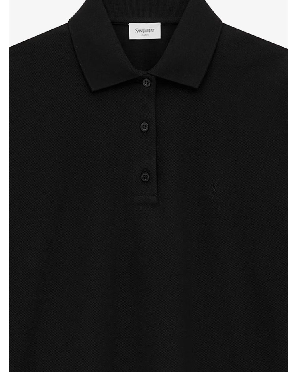 Saint Laurent Black Cotton-Piqué Blend Polo Shirt