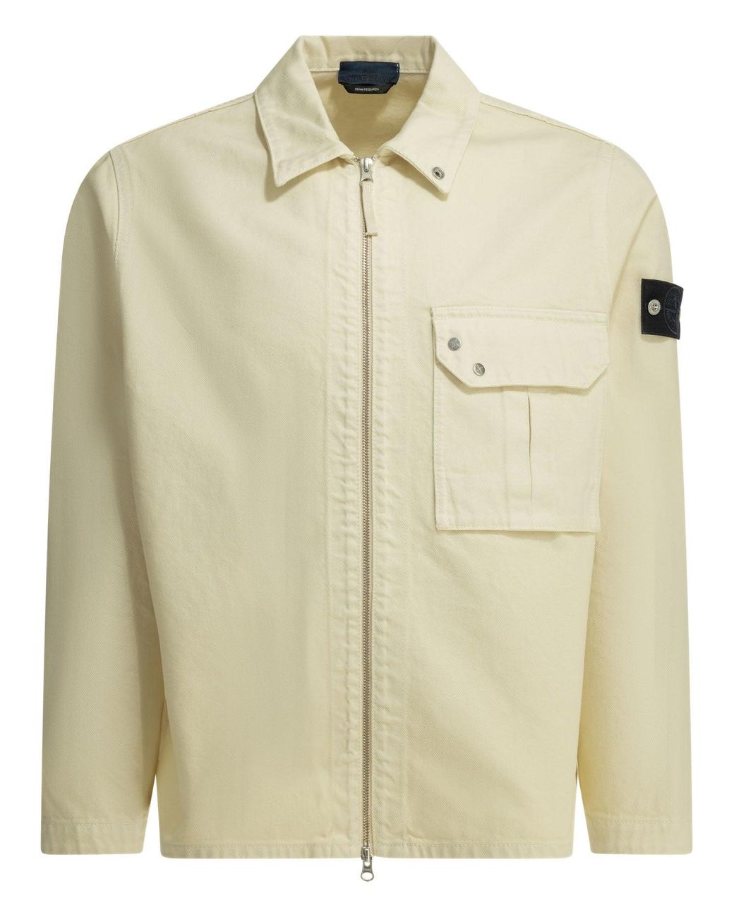 World Class Fashion Natural Stone Island Zippered Overshirt Jacket for men