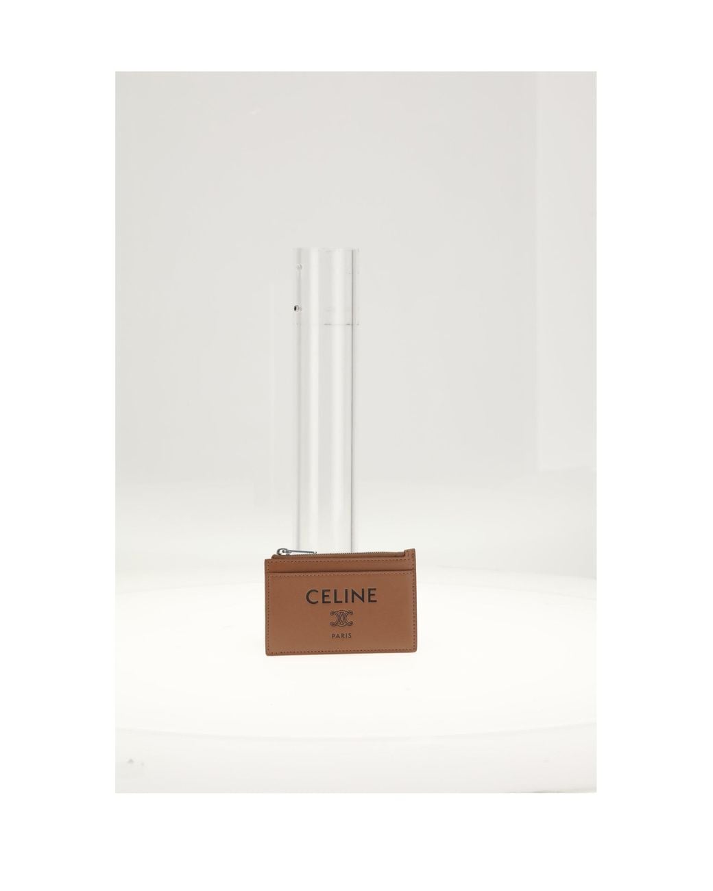 Céline White Zipped Card Holder Tan for men