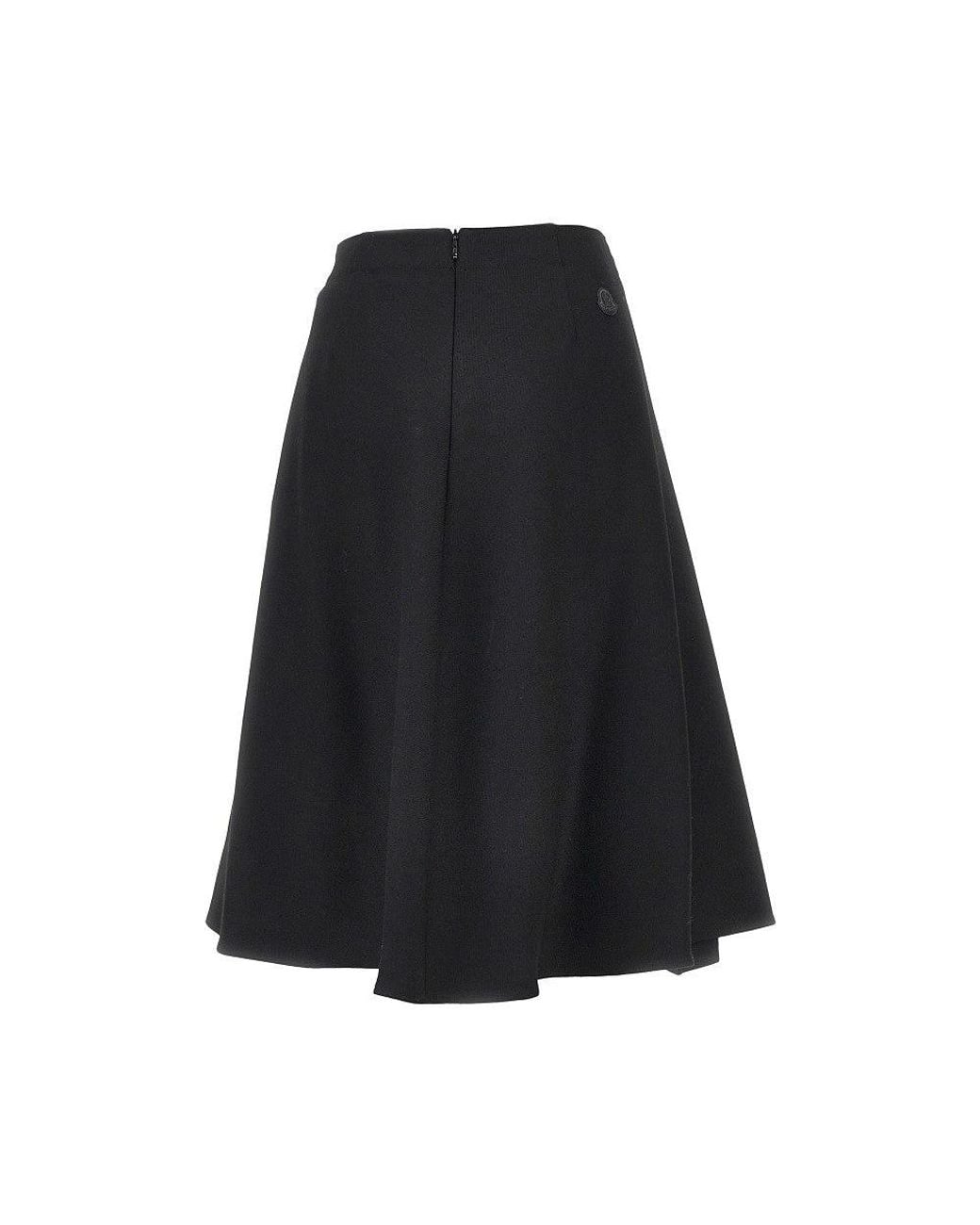 Moncler Black Wool Gabardine Midi Skirt
