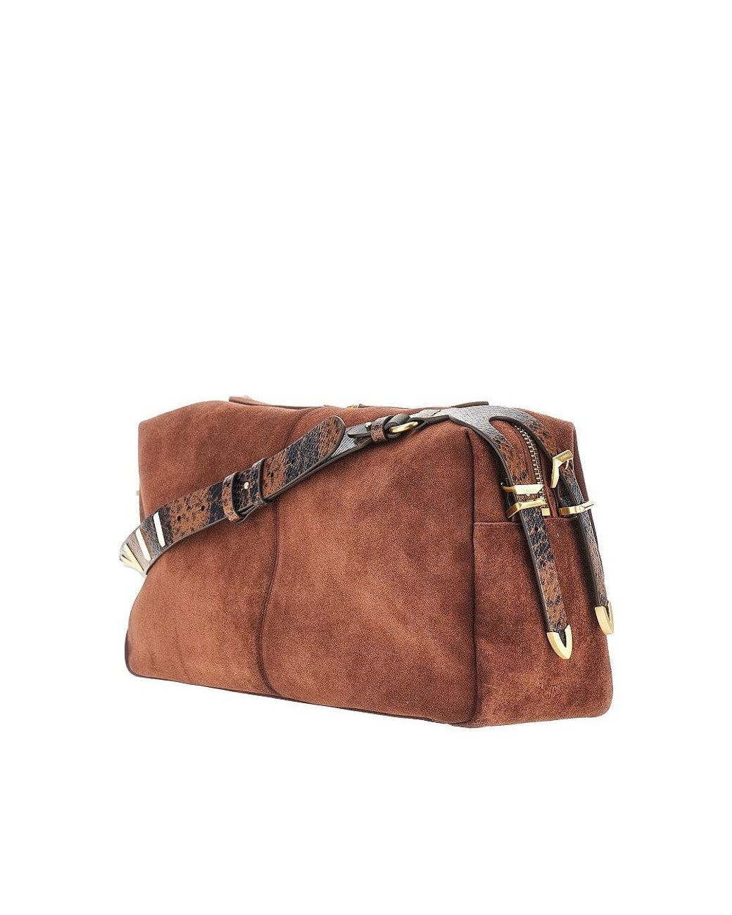 Pinko Brown Suede Leather Large 'Keeper' Shoulder Bag