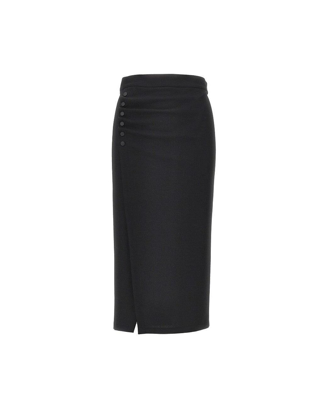 Emporio Armani Black Viscose-Blend Midi Skirt