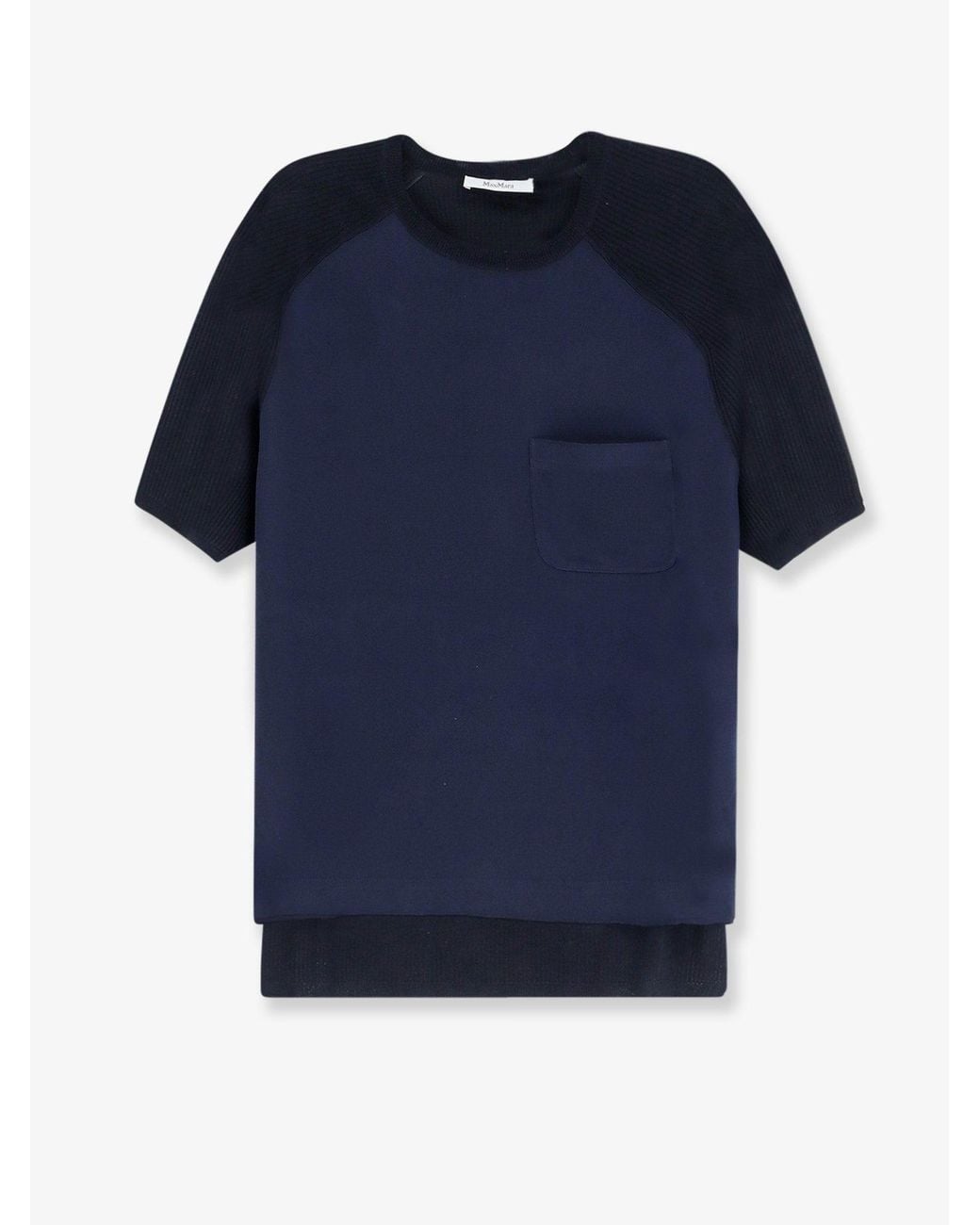 Max Mara Blue Mxmgolfo Silk And Cashmere Top