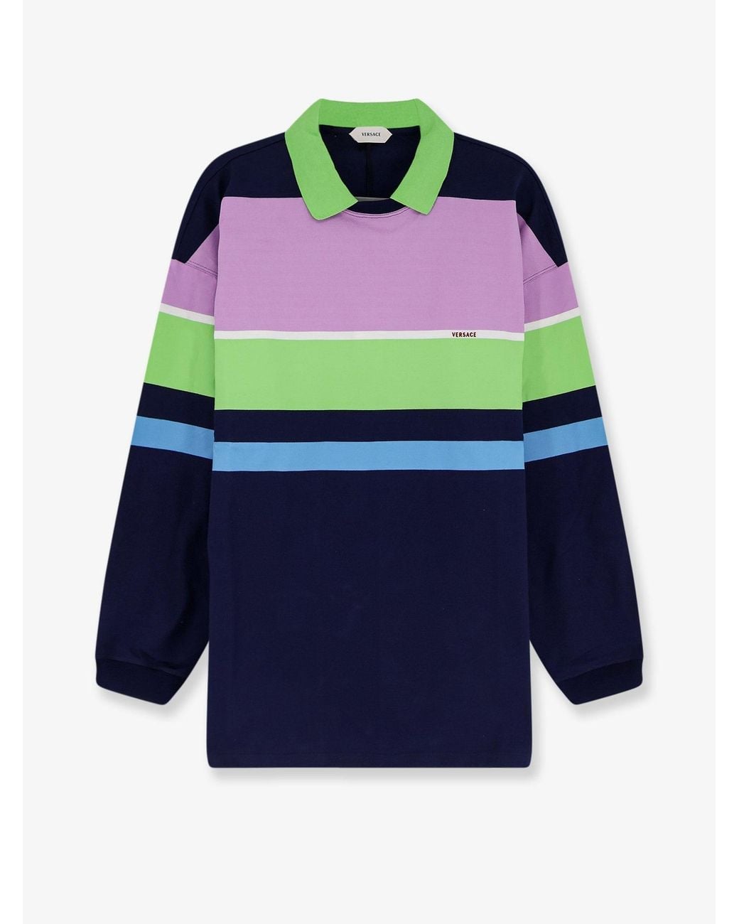 Versace Blue Stripes Cotton Sweatshirt