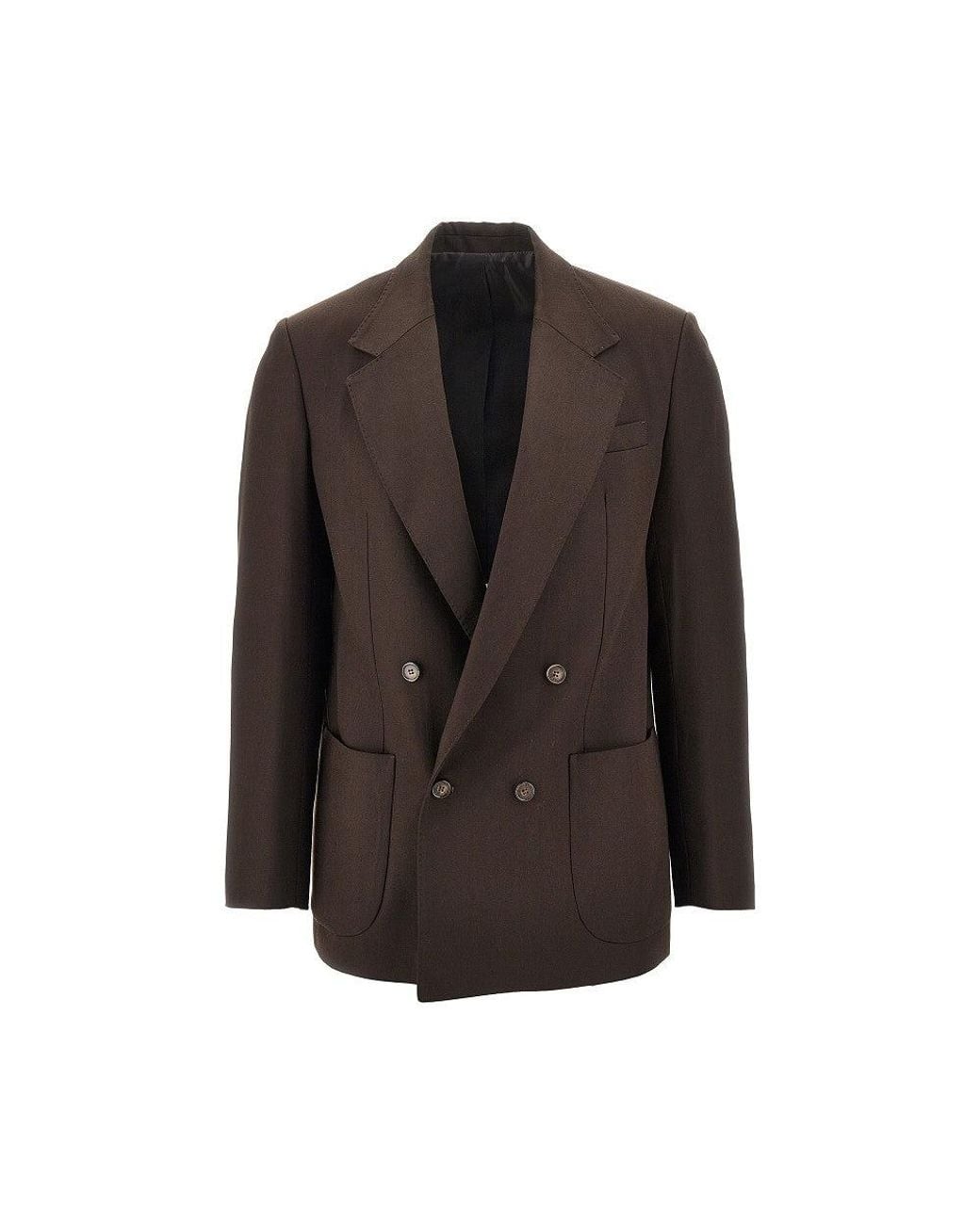 MARSĒM Brown Gabardine Double-Breasted Jacket for men