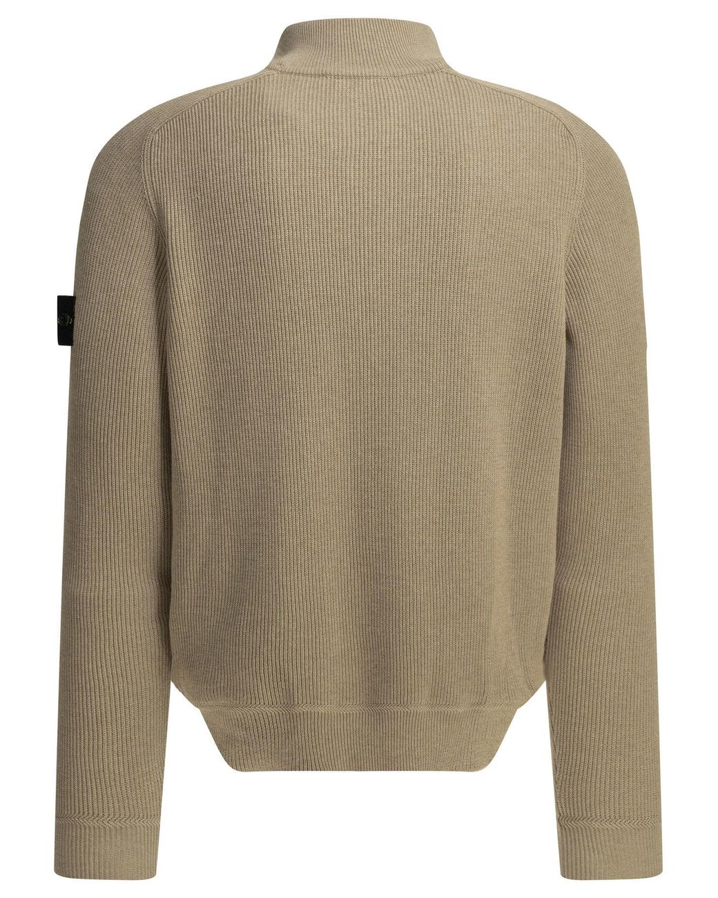 Stone Island Natural Half Zippered Cotton Knitwear for men
