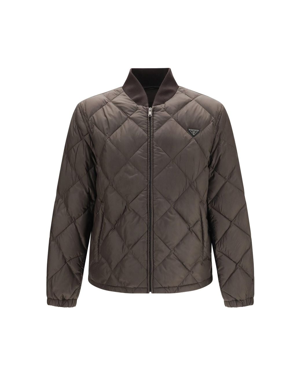 Prada Gray Short Re-Nylon Down Jacket Selva for men