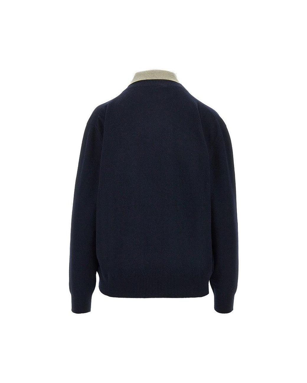 Miu Miu Blue Layering Effect Wool And Cashmere Sweater