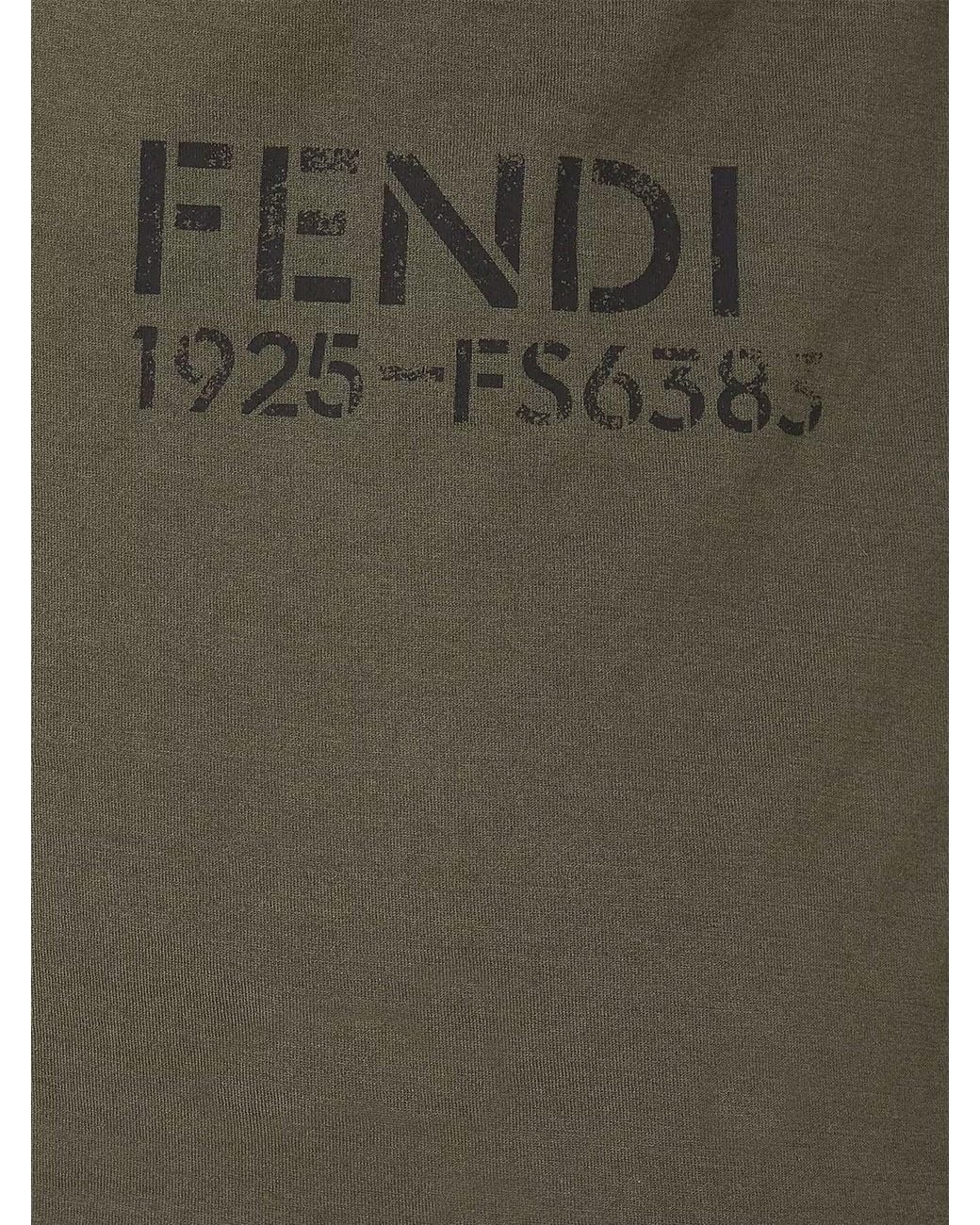 Fendi Green Cotton T-Shirt for men