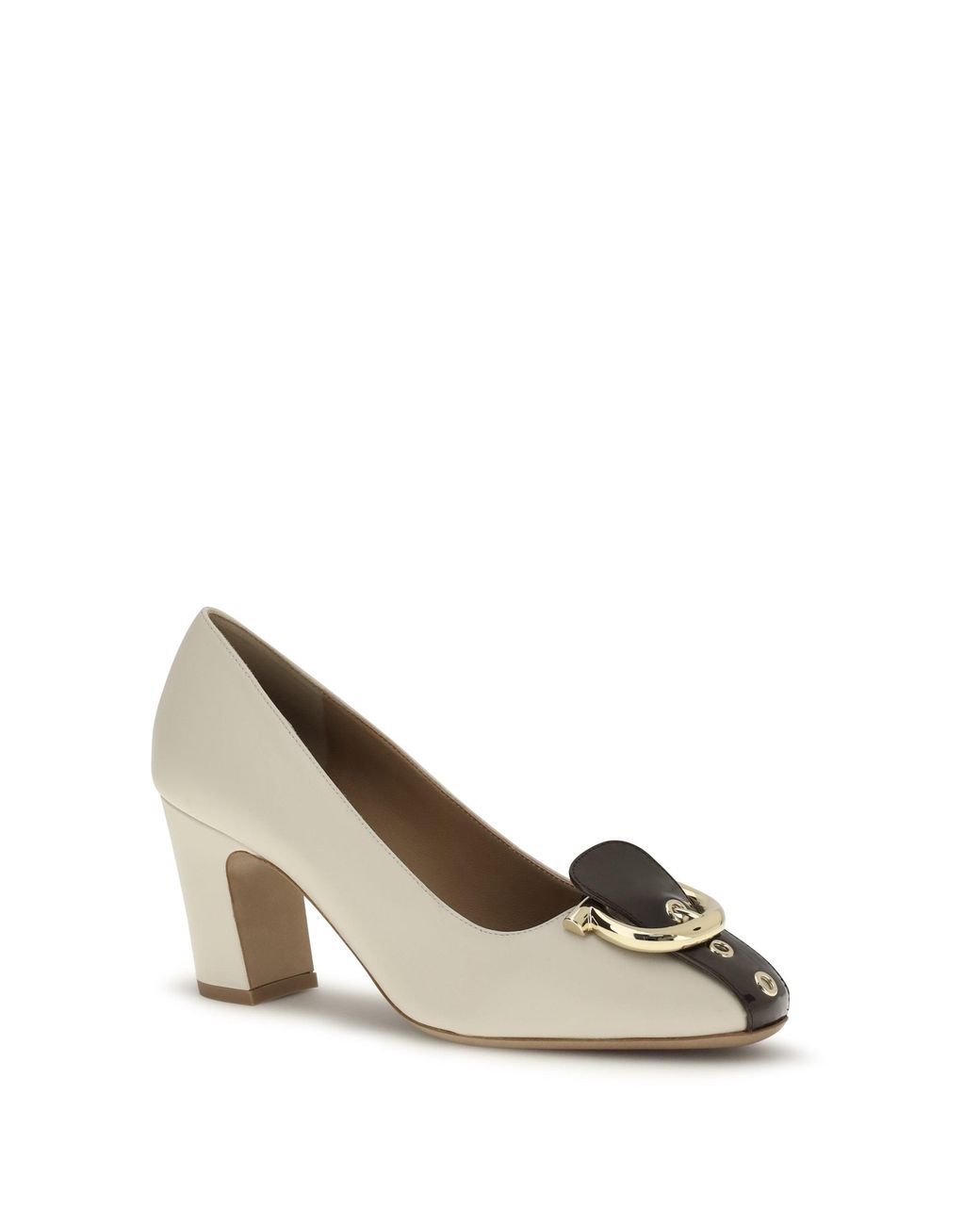 Ferragamo White Leather Pumps