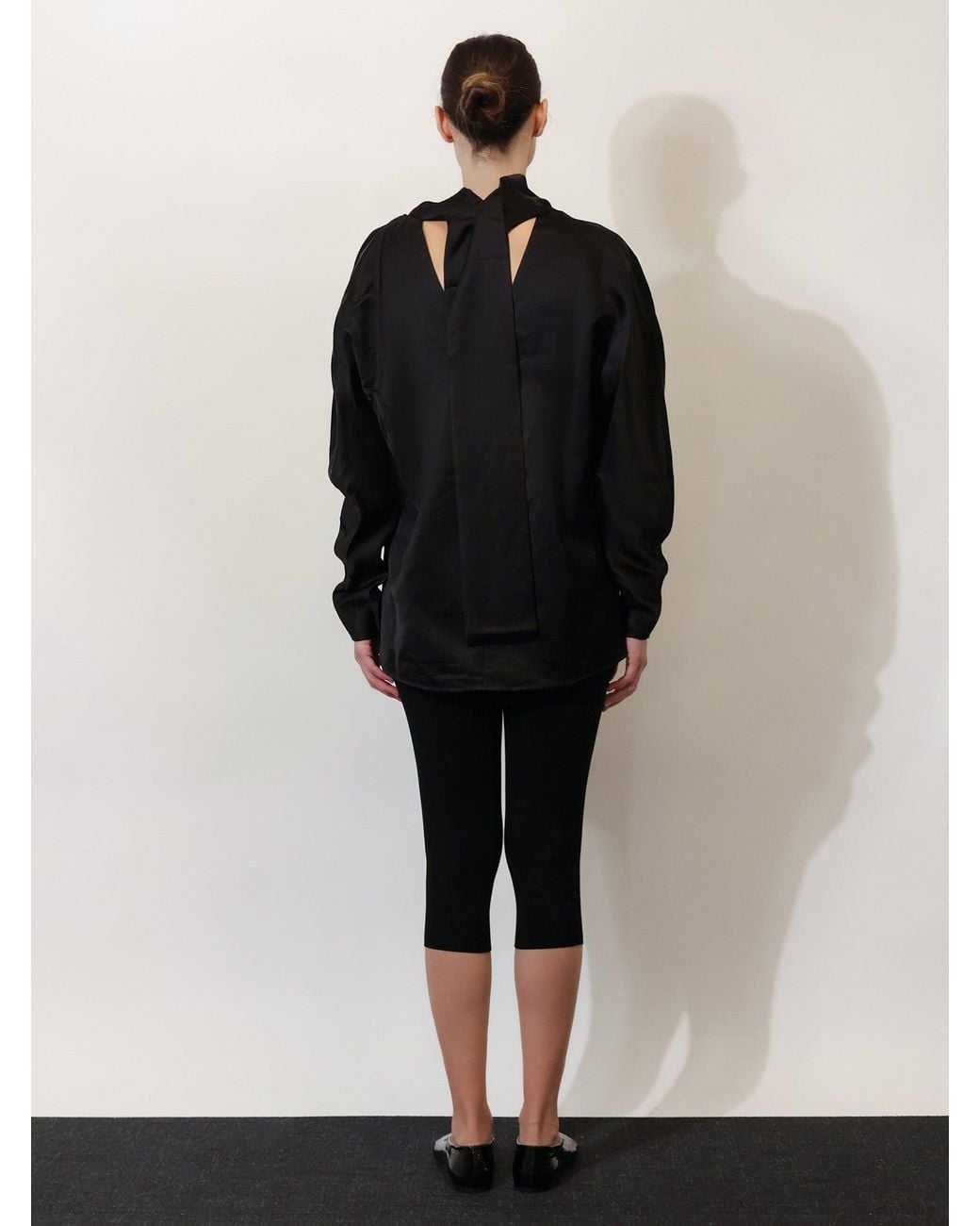 Totême  Black Cowl Neck Viscose And Linen Shirt