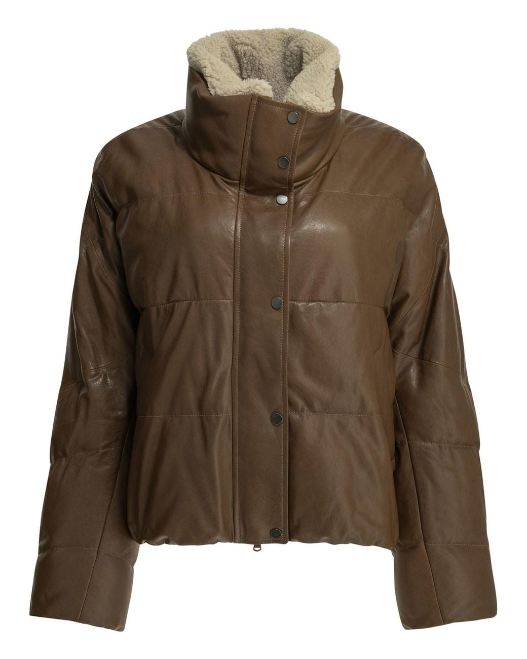 Brunello Cucinelli Brown Padded Shearling Jacket