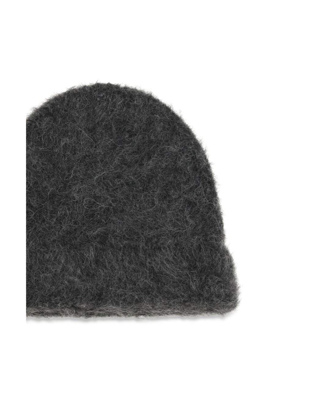 Séfr Black Fuzzy Alpaca-Blend Beanie Charcoal for men