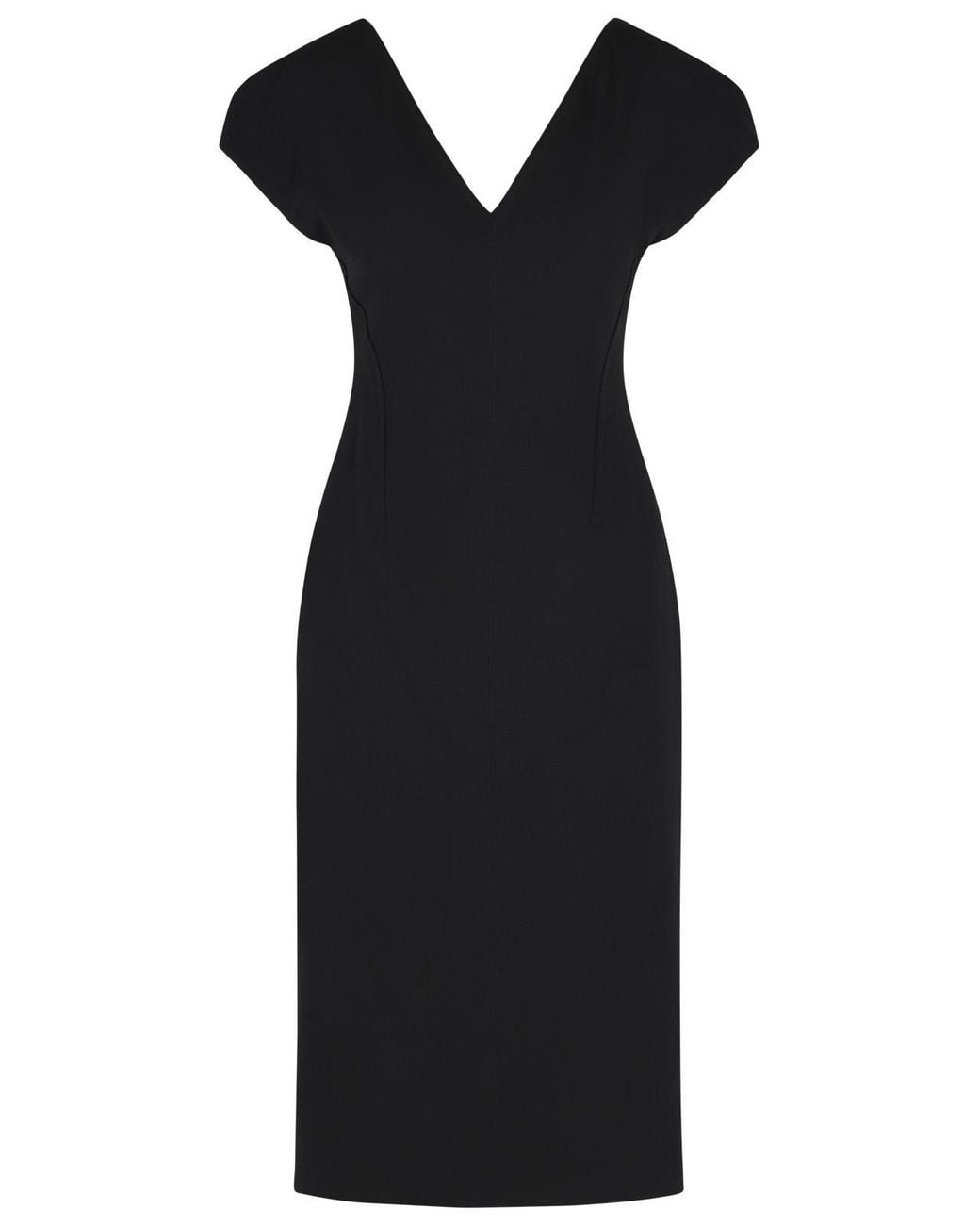 Jil Sander Black Virgin Wool Midi Dress