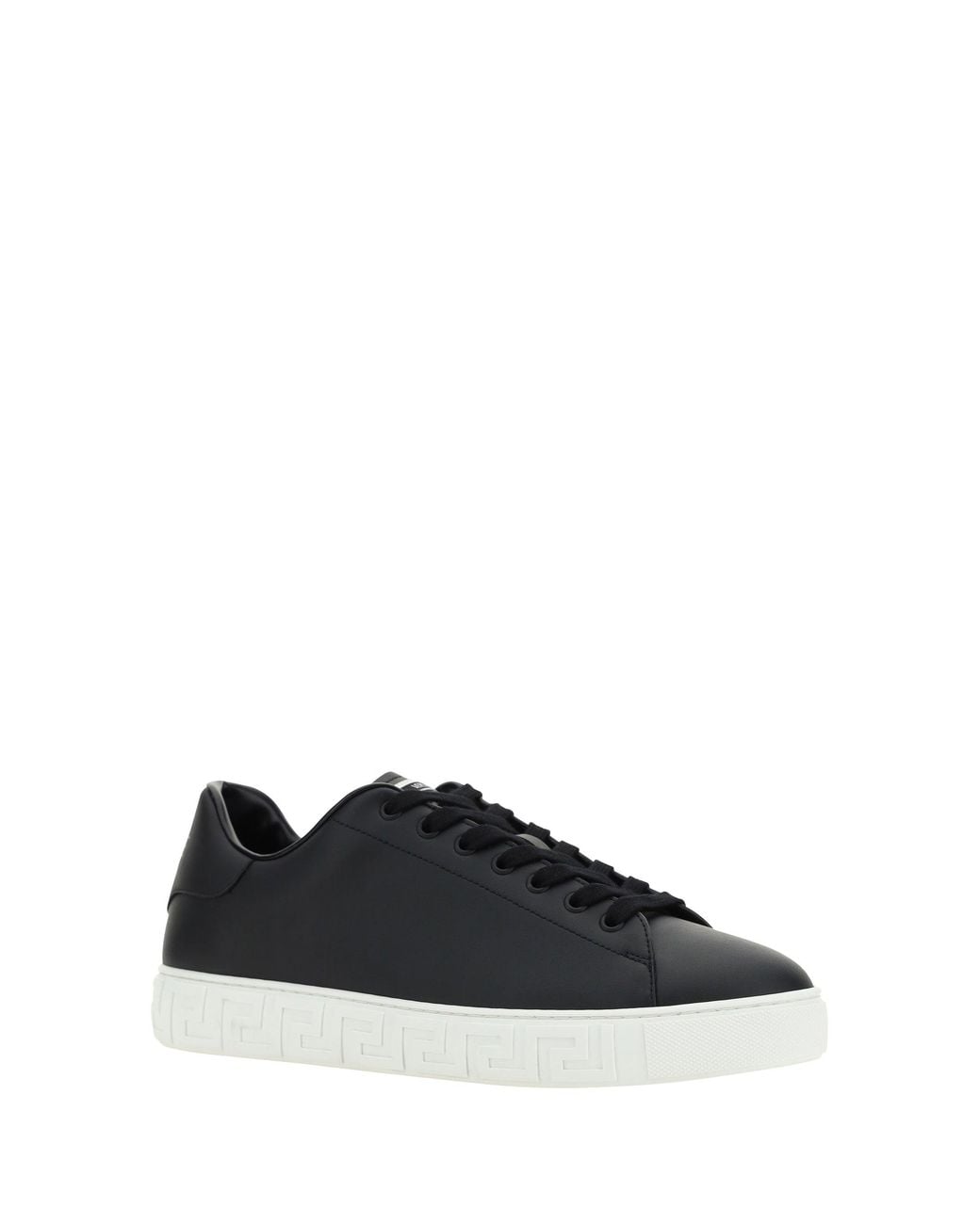 Versace Black Greca Leather Sneakers for men