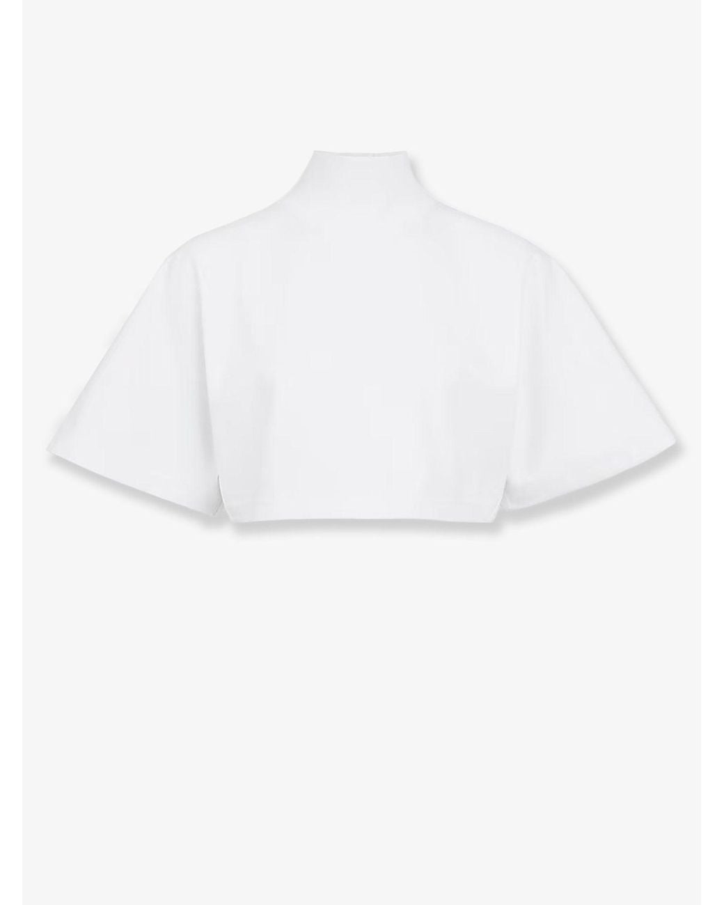 Alaïa White Cotton Crop T-Shirt
